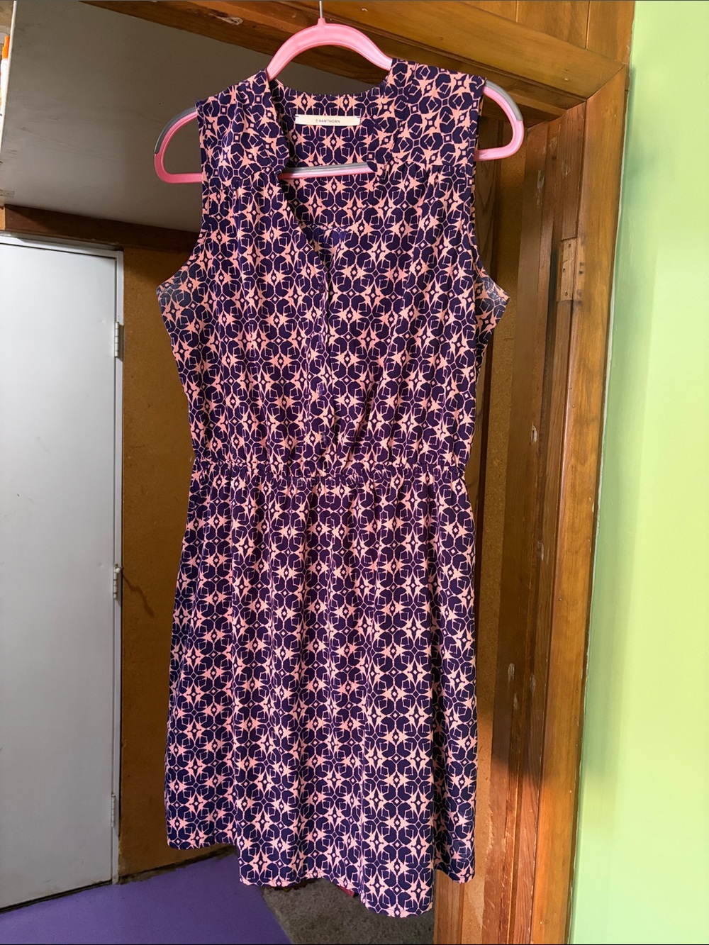 41 Hawthorn Pink and Navy Geometric Midi Dress